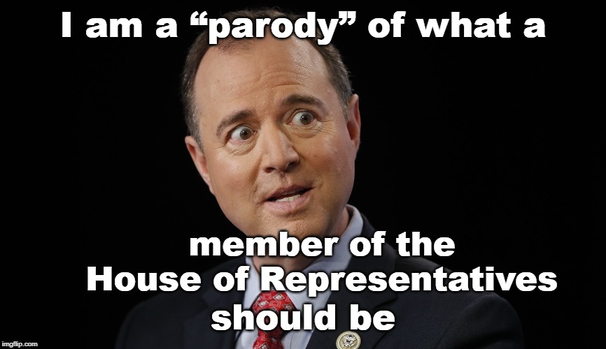 Schiff a "Parody" | I am a “parody” of what a; member of the House of Representatives; should be | image tagged in adam schiff,parody,idiot liberal,house of representatives | made w/ Imgflip meme maker