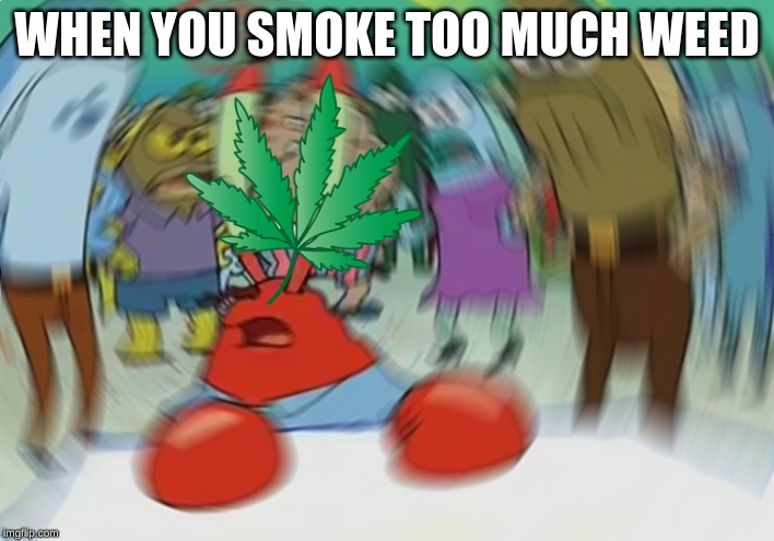 Mr Krabs Blur Meme | WHEN YOU SMOKE TOO MUCH WEED | image tagged in memes,mr krabs blur meme | made w/ Imgflip meme maker