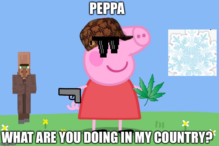 Peppa Pig | PEPPA; WHAT ARE YOU DOING IN MY COUNTRY? | image tagged in peppa pig | made w/ Imgflip meme maker
