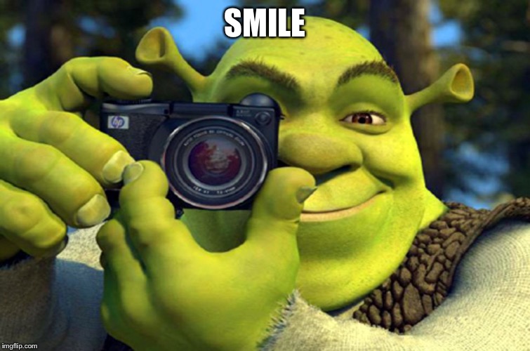 shrek camera | SMILE | image tagged in shrek camera | made w/ Imgflip meme maker