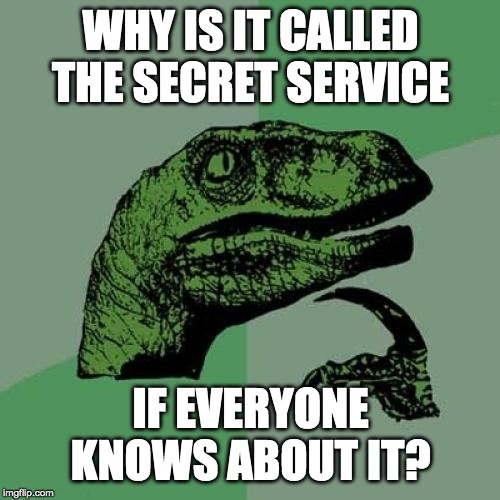 Philosoraptor | WHY IS IT CALLED THE SECRET SERVICE; IF EVERYONE KNOWS ABOUT IT? | image tagged in memes,philosoraptor | made w/ Imgflip meme maker