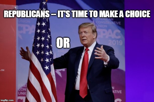 REPUBLICANS -- IT'S TIME TO MAKE A CHOICE; OR | image tagged in trump,republicans | made w/ Imgflip meme maker