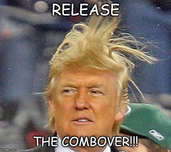 RELEASE; THE COMBOVER!!! | image tagged in trump,krakken,hair,democrat | made w/ Imgflip meme maker