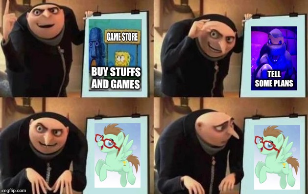 Gru’s great ideas | BUY STUFFS AND GAMES; TELL SOME PLANS | image tagged in gru's plan | made w/ Imgflip meme maker