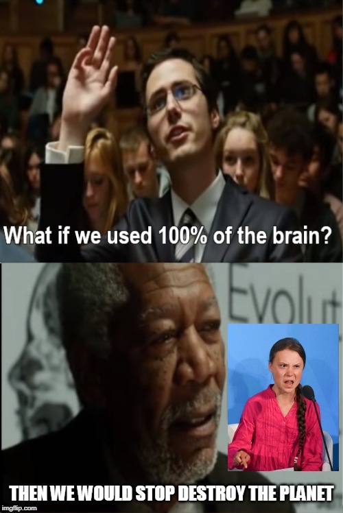 What if we used 100% of the brain | THEN WE WOULD STOP DESTROY THE PLANET | image tagged in what if we used 100 of the brain,greta thunberg,lucy,climate change,paris climate deal | made w/ Imgflip meme maker