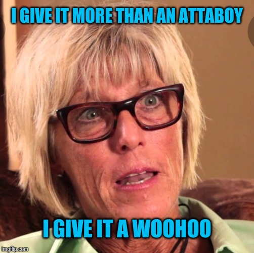 Woohoo | I GIVE IT MORE THAN AN ATTABOY; I GIVE IT A WOOHOO | image tagged in attaboy,woohoo | made w/ Imgflip meme maker
