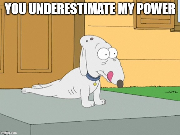 jesse the crippled dog | YOU UNDERESTIMATE MY POWER | image tagged in jesse the crippled dog | made w/ Imgflip meme maker