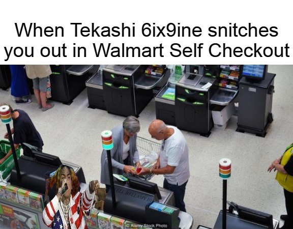 High Quality Tekashi 69 Self Checkout Snitch Blank Meme Template
