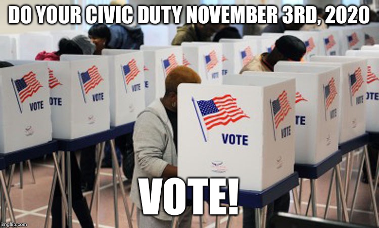American voters | DO YOUR CIVIC DUTY NOVEMBER 3RD, 2020; VOTE! | image tagged in american voters | made w/ Imgflip meme maker