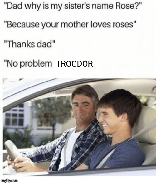 why is my sister's name | TROGDOR | image tagged in why is my sister's name | made w/ Imgflip meme maker