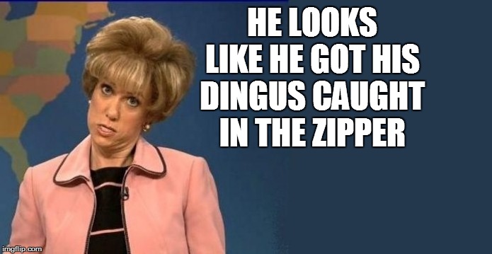 HE LOOKS LIKE HE GOT HIS DINGUS CAUGHT IN THE ZIPPER | made w/ Imgflip meme maker