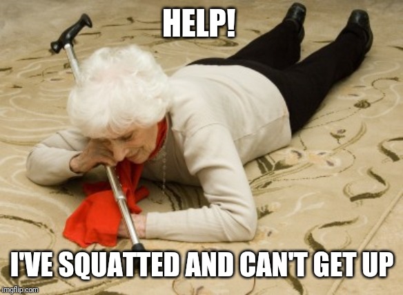 Life alert  | HELP! I'VE SQUATTED AND CAN'T GET UP | image tagged in life alert | made w/ Imgflip meme maker
