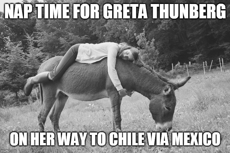 NAP TIME FOR GRETA THUNBERG; ON HER WAY TO CHILE VIA MEXICO | made w/ Imgflip meme maker