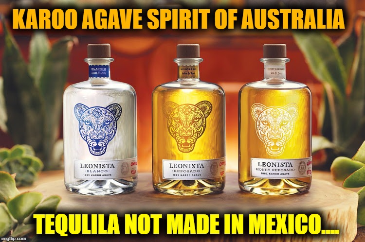 Only Mexico can call their spirits distilled from Agave Cactus "Tequila" | KAROO AGAVE SPIRIT OF AUSTRALIA; TEQULILA NOT MADE IN MEXICO.... | image tagged in vince vance,tequila,mexico,australia,agave cactus,spirits | made w/ Imgflip meme maker