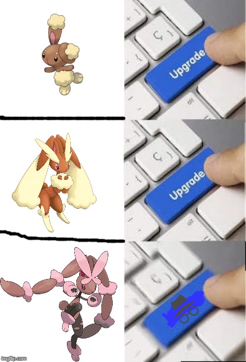 U P G R A D E | image tagged in incognito,lopunny,buneary,mega,pokemon,upgrade | made w/ Imgflip meme maker