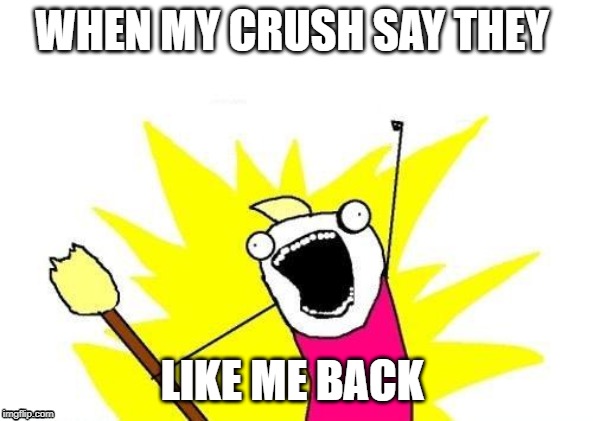 X All The Y | WHEN MY CRUSH SAY THEY; LIKE ME BACK | image tagged in memes,x all the y | made w/ Imgflip meme maker