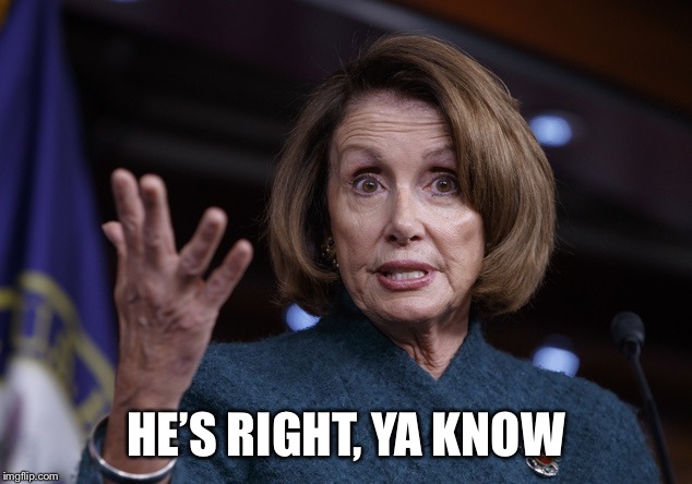 Good old Nancy Pelosi | HE’S RIGHT, YA KNOW | image tagged in good old nancy pelosi | made w/ Imgflip meme maker