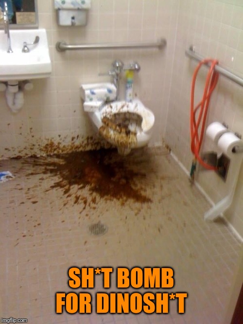 Girls poop too | SH*T BOMB FOR DINOSH*T | image tagged in girls poop too | made w/ Imgflip meme maker