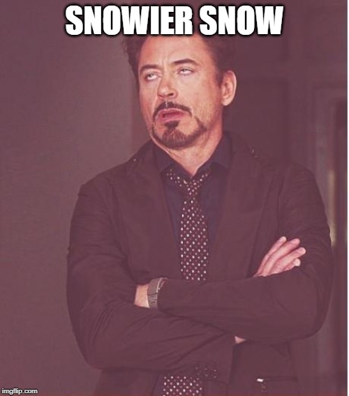 Face You Make Robert Downey Jr Meme | SNOWIER SNOW | image tagged in memes,face you make robert downey jr | made w/ Imgflip meme maker