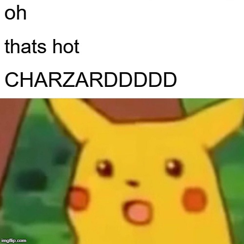 Surprised Pikachu Meme | oh; thats hot; CHARZARDDDDD | image tagged in memes,surprised pikachu | made w/ Imgflip meme maker