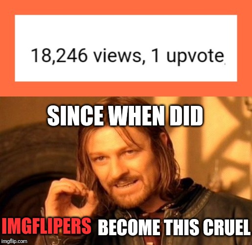 If you think your life is sad then see this | SINCE WHEN DID; BECOME THIS CRUEL; IMGFLIPERS | image tagged in memes,one does not simply | made w/ Imgflip meme maker