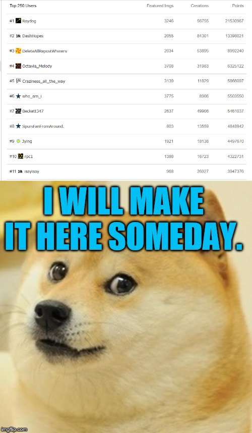 I WILL MAKE IT HERE SOMEDAY. | image tagged in memes,doge | made w/ Imgflip meme maker