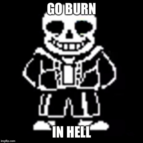 Sans | GO BURN IN HELL | image tagged in sans | made w/ Imgflip meme maker