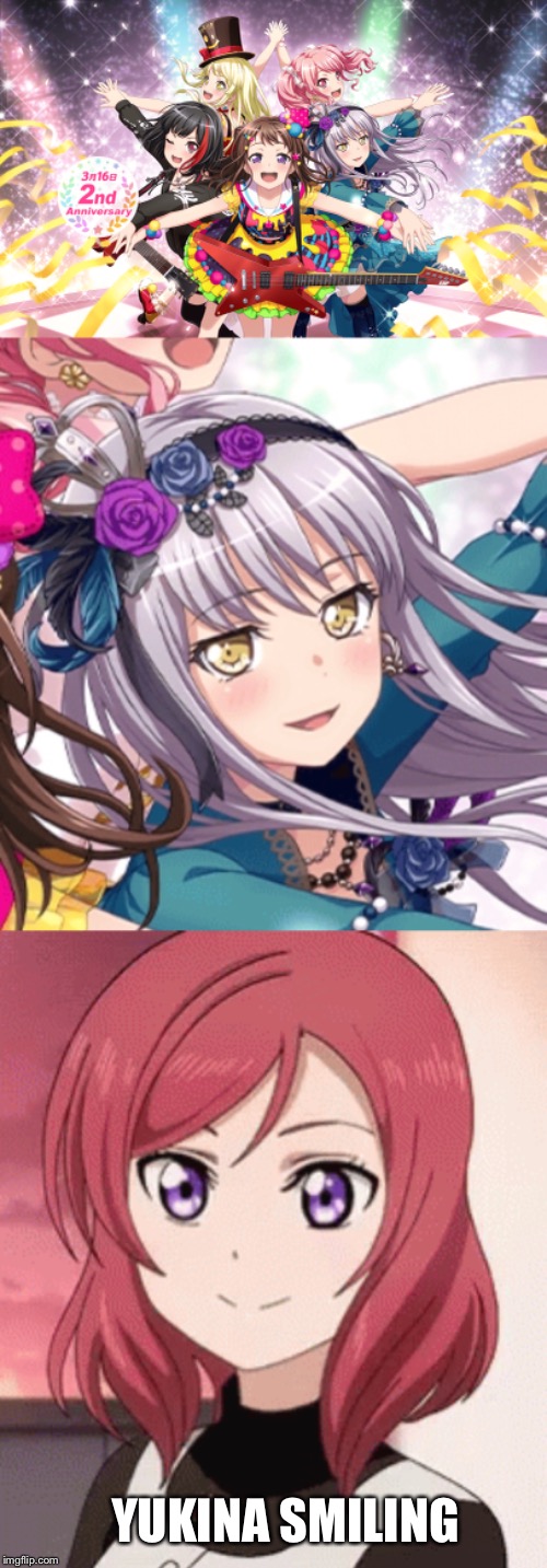 Yukina uwuwuwuwuwu | YUKINA SMILING | image tagged in smile,yukina | made w/ Imgflip meme maker