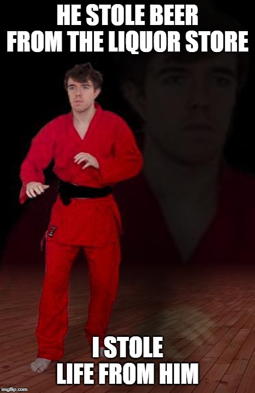 Karate Steve | HE STOLE BEER FROM THE LIQUOR STORE; I STOLE LIFE FROM HIM | image tagged in karate steve | made w/ Imgflip meme maker