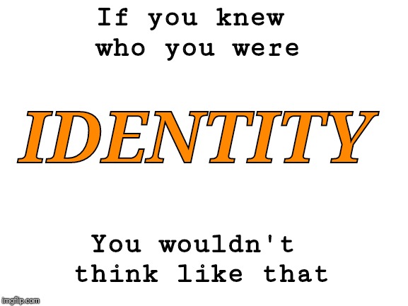 Blank White Template | If you knew 
who you were; IDENTITY; You wouldn't 
think like that | image tagged in blank white template | made w/ Imgflip meme maker