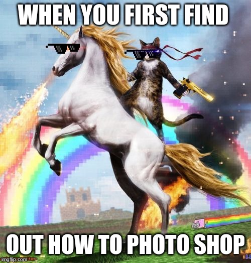 Welcome To The Internets | WHEN YOU FIRST FIND; OUT HOW TO PHOTO SHOP | image tagged in memes,welcome to the internets | made w/ Imgflip meme maker