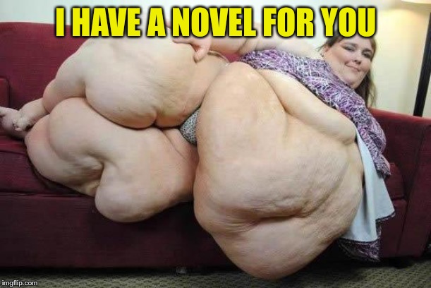 fat girl | I HAVE A NOVEL FOR YOU | image tagged in fat girl | made w/ Imgflip meme maker