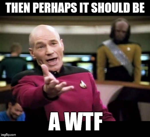 Picard Wtf Meme | THEN PERHAPS IT SHOULD BE A WTF | image tagged in memes,picard wtf | made w/ Imgflip meme maker