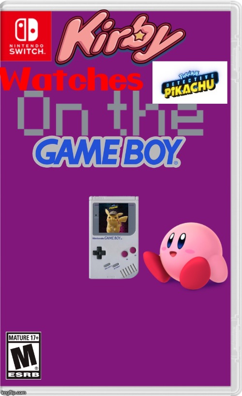 Kirby watches detective pikachu on the gameboy | image tagged in kirby,detective pikachu,gameboy | made w/ Imgflip meme maker