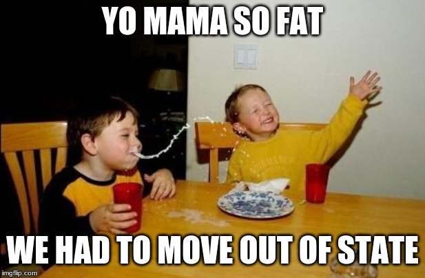 Yo mama so | YO MAMA SO FAT; WE HAD TO MOVE OUT OF STATE | image tagged in yo mama so | made w/ Imgflip meme maker