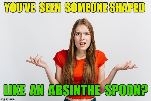 YOU'VE  SEEN  SOMEONE SHAPED LIKE  AN  ABSINTHE  SPOON? | made w/ Imgflip meme maker