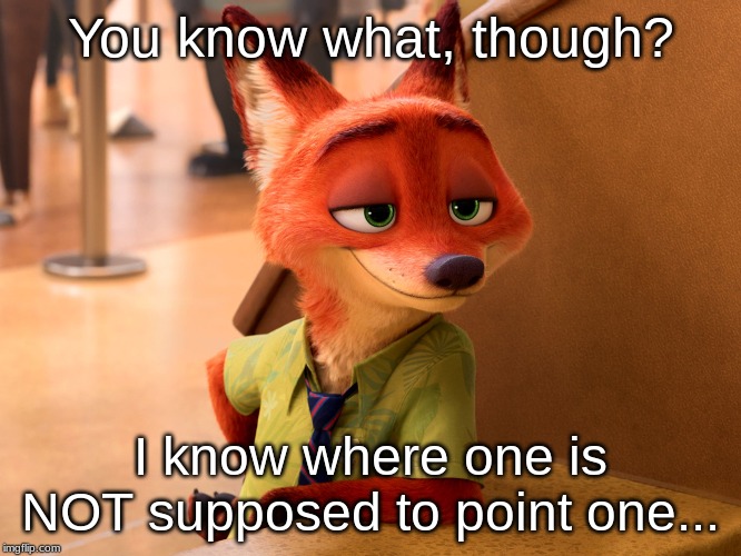 You know what, though? I know where one is NOT supposed to point one... | made w/ Imgflip meme maker