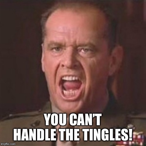 You can't handle the truth | YOU CAN’T HANDLE THE TINGLES! | image tagged in you can't handle the truth | made w/ Imgflip meme maker