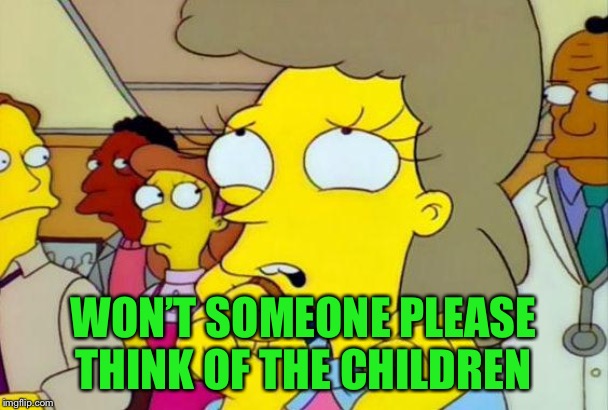 alguien puede pensar en los niÃ±os think of the children simpson | WON’T SOMEONE PLEASE THINK OF THE CHILDREN | image tagged in alguien puede pensar en los nios think of the children simpson | made w/ Imgflip meme maker