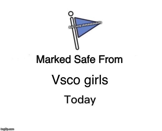 Marked Safe From Meme | And I ooop sksksksksksksks; Vsco girls | image tagged in memes,marked safe from | made w/ Imgflip meme maker