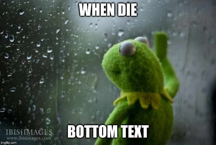 kermit window | WHEN DIE; BOTTOM TEXT | image tagged in kermit window | made w/ Imgflip meme maker
