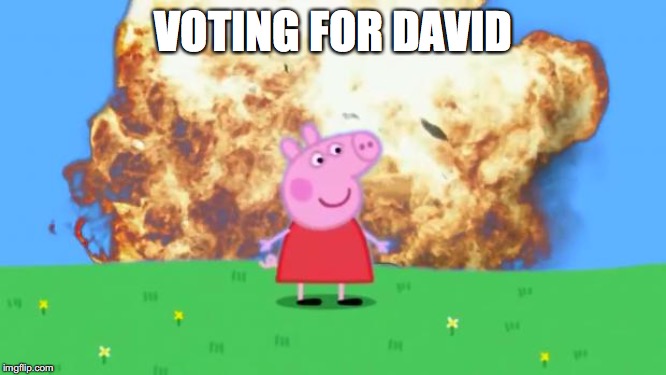 Epic Peppa Pig. | VOTING FOR DAVID | image tagged in epic peppa pig | made w/ Imgflip meme maker