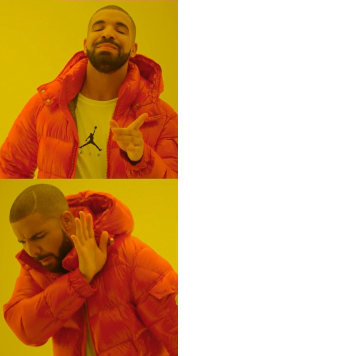 High Quality Inverse Drake Hotline Bling Blank Meme Template