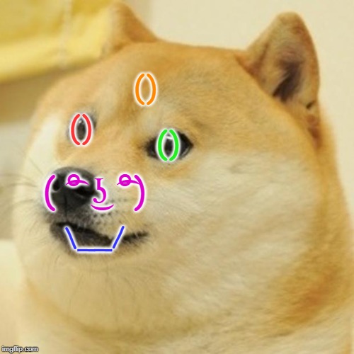 Doge Face | (); (); (); ( ͡° ͜ʖ ͡°); \__/ | image tagged in memes,doge,lenny face | made w/ Imgflip meme maker