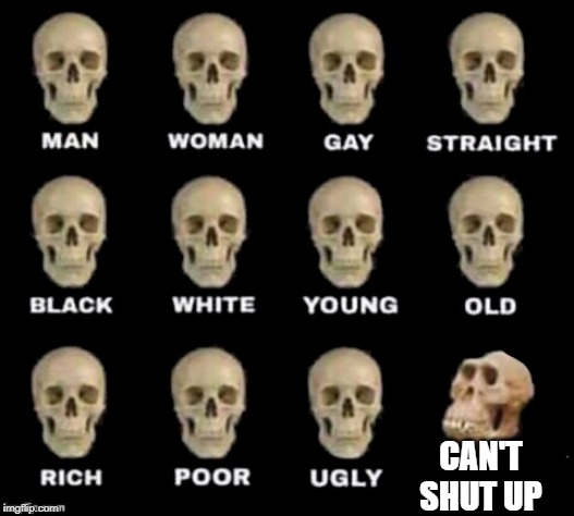 Some people just can't shut up. | CAN'T SHUT UP | image tagged in idiot skull,memes | made w/ Imgflip meme maker