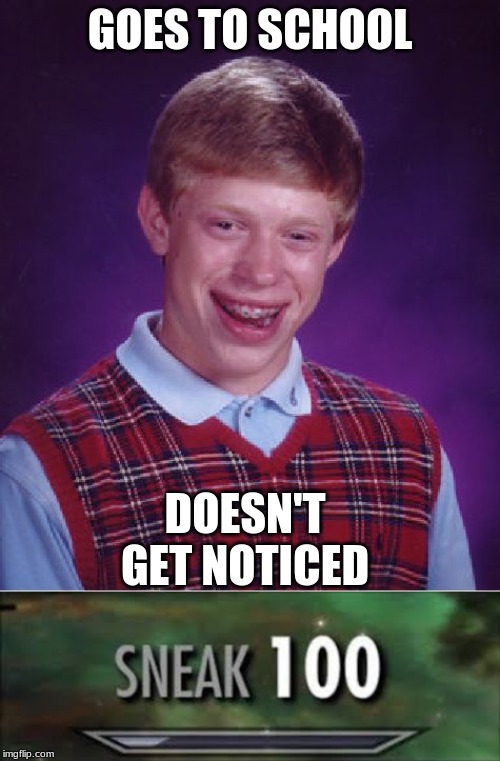GOES TO SCHOOL; DOESN'T GET NOTICED | image tagged in memes,bad luck brian | made w/ Imgflip meme maker