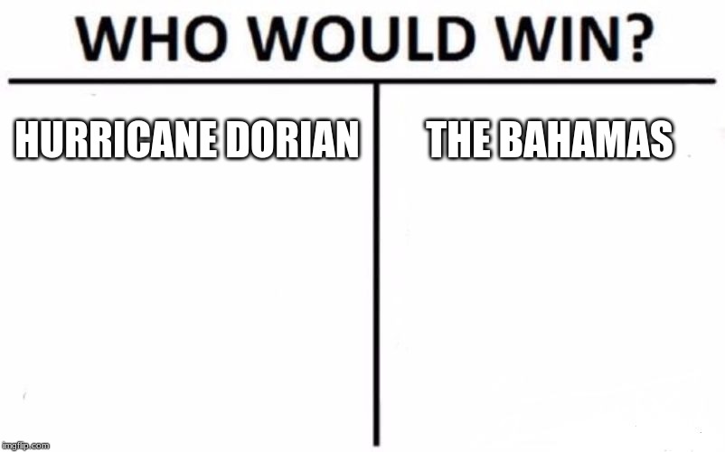 Who Would Win? | HURRICANE DORIAN; THE BAHAMAS | image tagged in memes,who would win | made w/ Imgflip meme maker