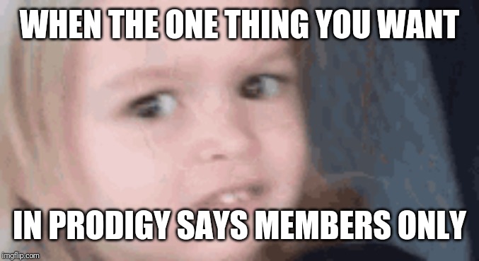 WHEN THE ONE THING YOU WANT; IN PRODIGY SAYS MEMBERS ONLY | image tagged in feels bad man | made w/ Imgflip meme maker