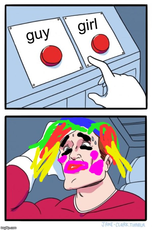 Two Buttons | girl; guy | image tagged in memes,two buttons | made w/ Imgflip meme maker