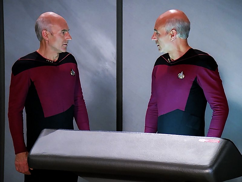 High Quality Picard staring at himself Blank Meme Template